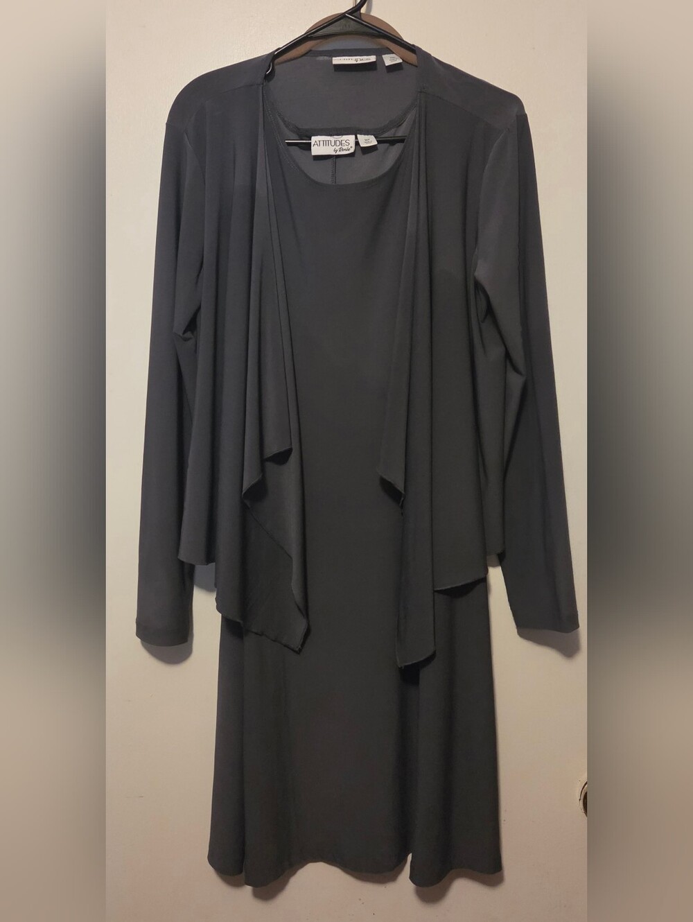 Attitudes by Renee Black Draped Two-Piece Dress
